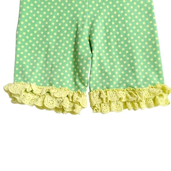 Matilda Jane Girls Shorts Playful Green Yellow Polka Dots & Ruffled Hem Size 8 - Picture 4 of 11